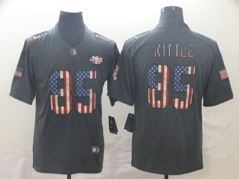 Men San Francisco 49ers #85 Kittle Carbon Black Retro USA flag Nike NFL Jerseys->san francisco 49ers->NFL Jersey